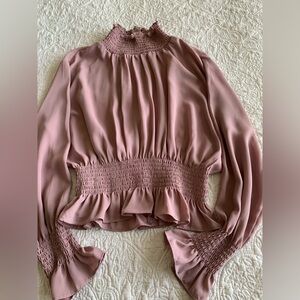 Elegant Mauve Smocked Women's Top